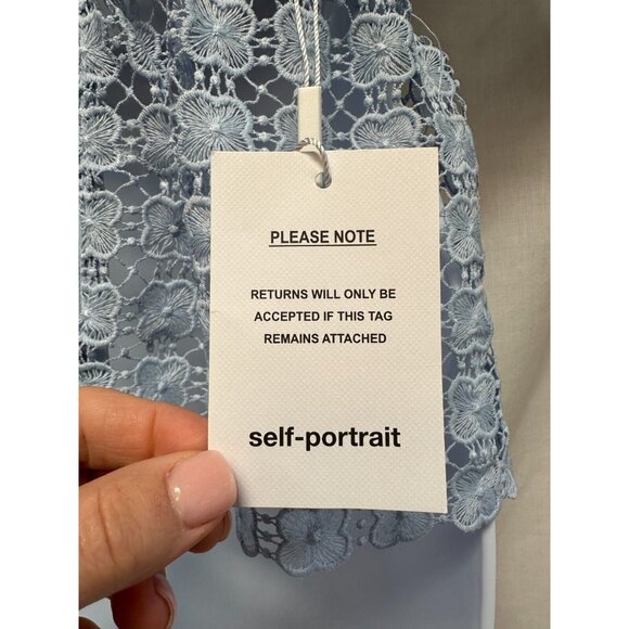 Self Portrait Blouse Top Petal Panelled Top Baby Blue Size 0 UK4 Orig Price $340 - Picture 11 of 16